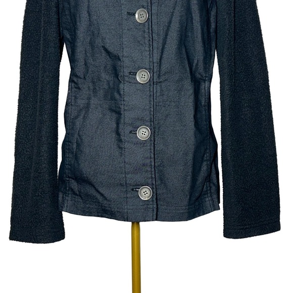 Prana Mixed Media Toni Jacket in Dark Indigo with Warm Arms in Black & Hoodie, S - Picture 10 of 16